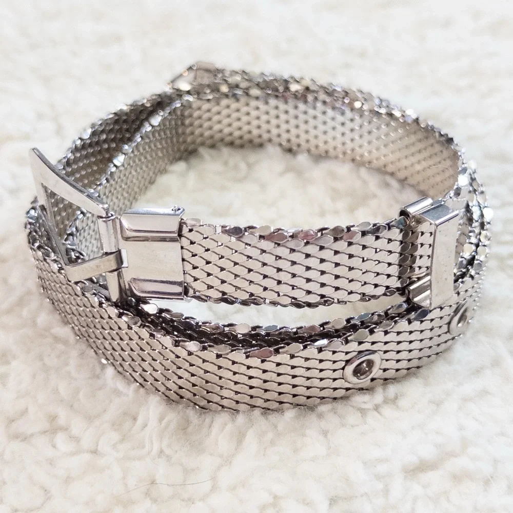 Vintage Whiting & Davis Silver Mesh Belt 31.5” Art Deco Style